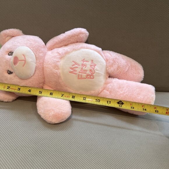 Linzy Baby Pink My First Bear Rattle Plush Toy Embroidered Stuffed Animal 15” - Picture 13 of 13